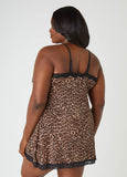 Lace Trimmed Leopard Chemise