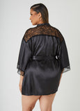 Lace Paneled Satin Robe