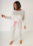 Plus Size Designer Bebe Heart Sleepwear Trendy PJ Set Loungewear