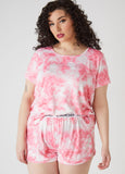 Plus Size Designer Bebe Tie Dyed Trendy PJ Shorts Set