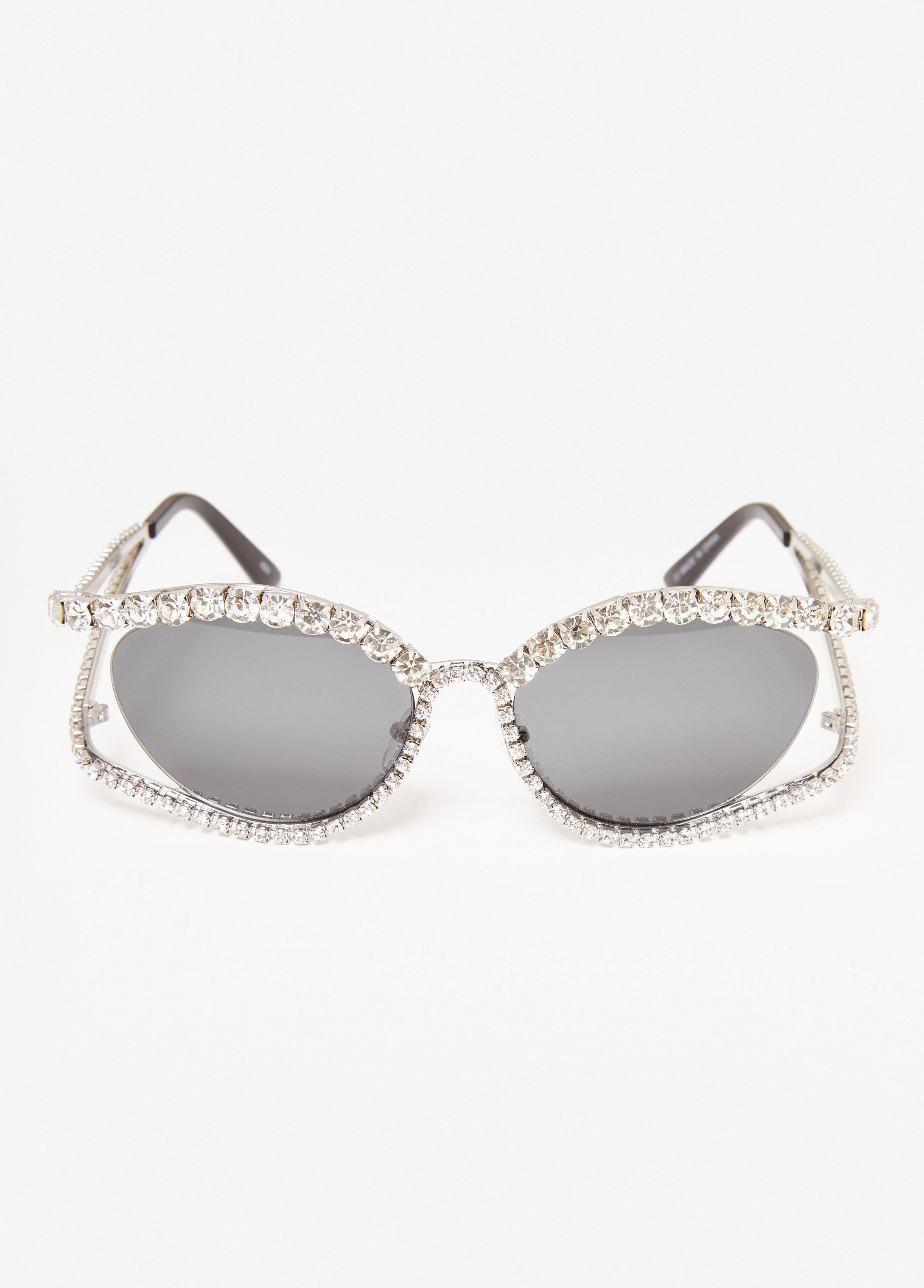 Trendy Accessories Cutout Cat Eye Crystal Tinted Sunglasses