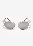 Trendy Accessories Cutout Cat Eye Crystal Tinted Sunglasses