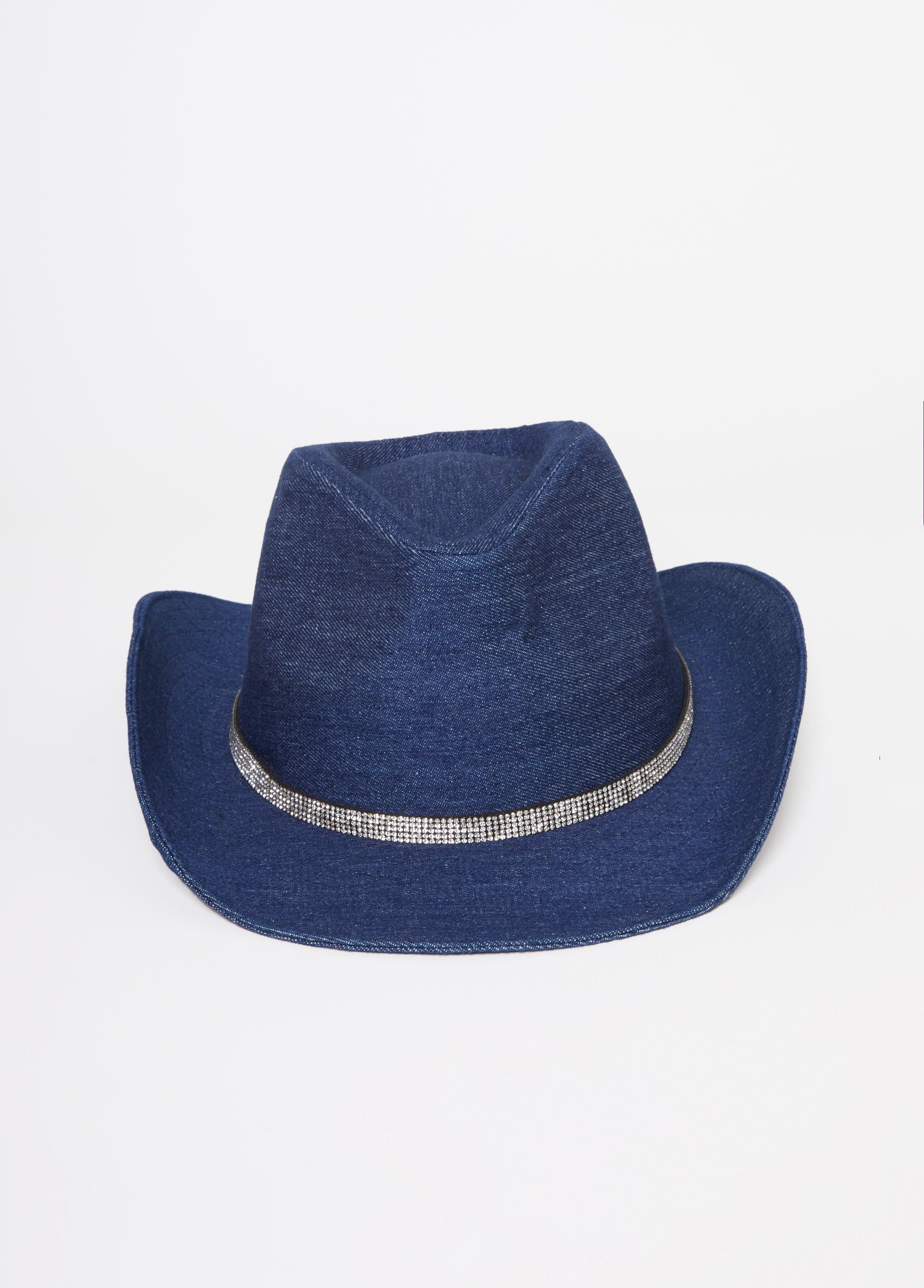 Trendy Accessory Crystal Denim Panama Hat Wide Brim Hat