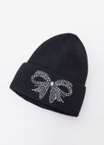 Bow Crystal Embellished Beanie