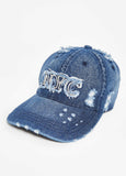 Distressed NYC Denim Baseball Hat