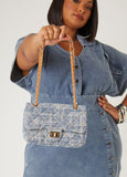 Distressed Denim Shoulder Bag