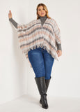 Striped Boucle Open Knit Ruana