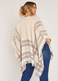 Plaid Boucle Open Knit Ruana