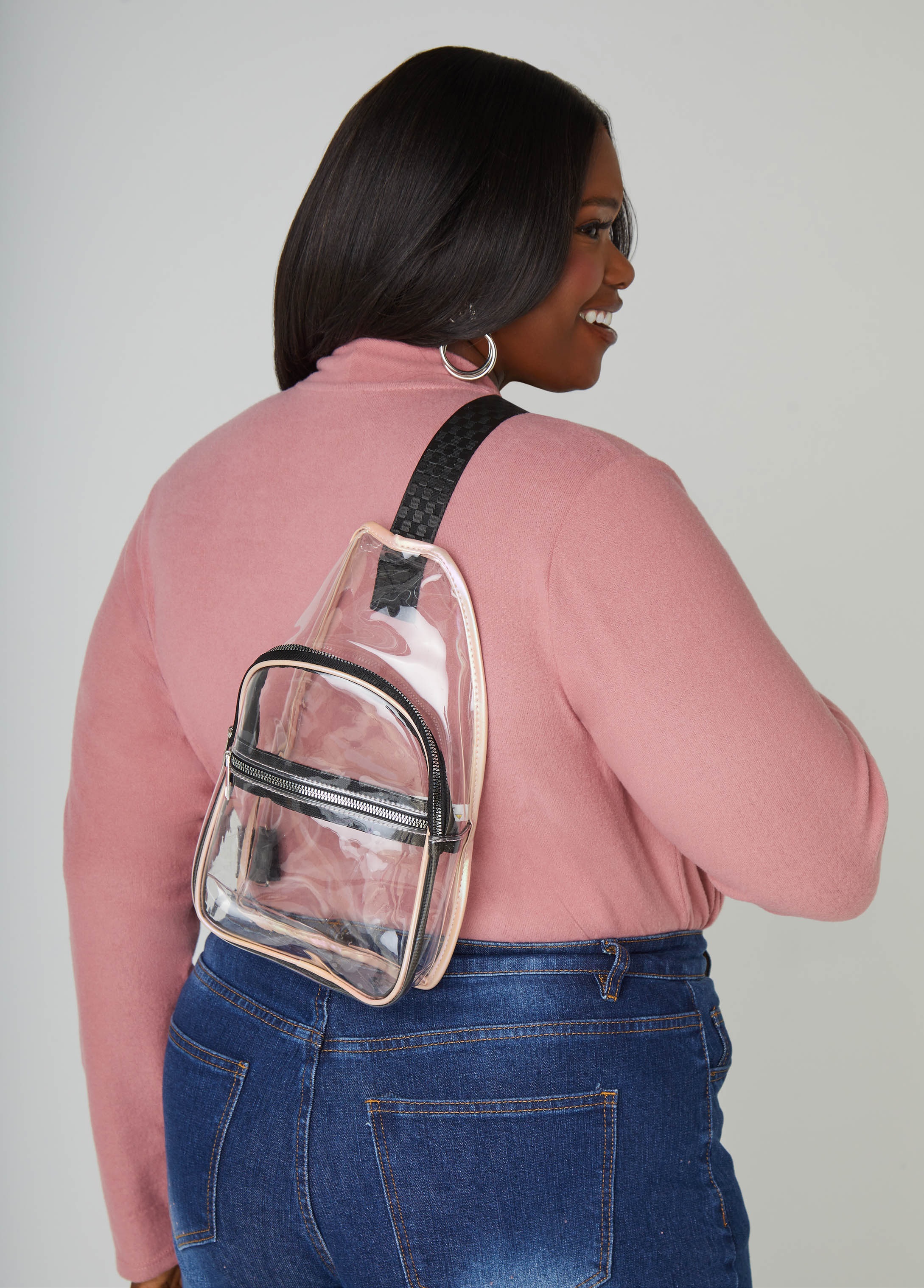 Clear Iridescent Trimmed Crossbody