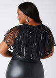 Sequin And Beaded Mesh Capelet