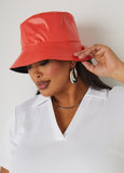 Fashion Statement Trendy Faux Leather Bucket Hat Womens Hat