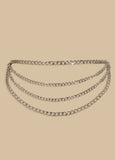 Layered Silver Tone Chain Belt