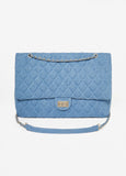 Oversized Quilted Denim Flap Bag