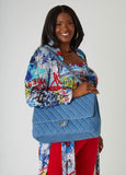 Oversized Quilted Denim Flap Bag