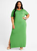 Tall V Neck T Shirt Maxi Dress, Artichoke Green image number 0