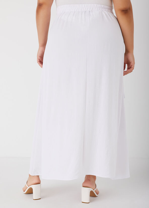 Textured Maxi Cargo Skirt, White image number 1