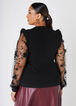 Floral Mesh Sleeved Sweater, Black image number 1