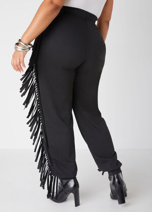 Fringed French Terry Joggers, Black image number 1