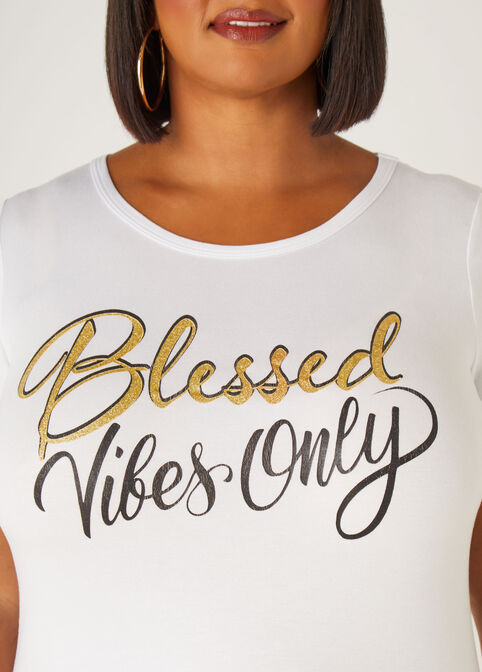 Blessed Vibes Only Graphic Tee, White image number 3