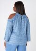 Fringed Cold Shoulder Blouse, Blue image number 1