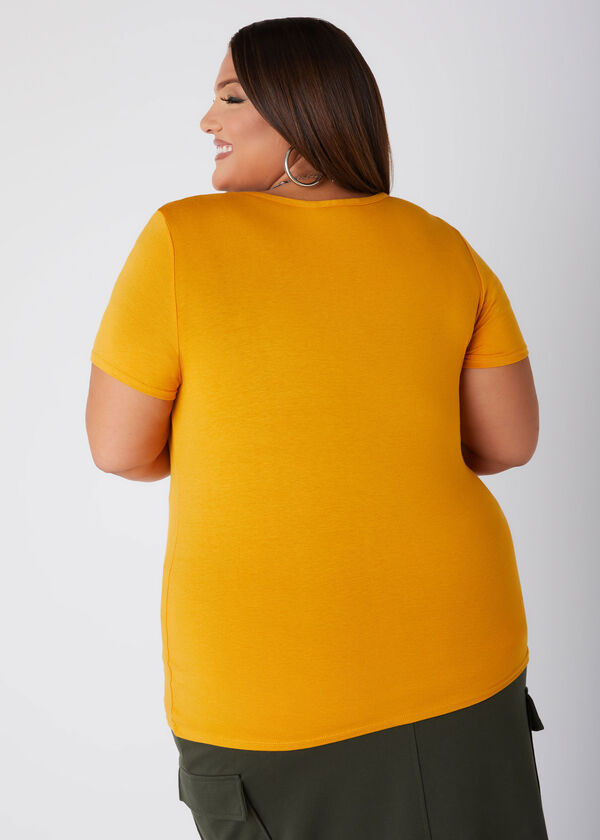 Loving Glittered Graphic Tee, Mustard image number 1