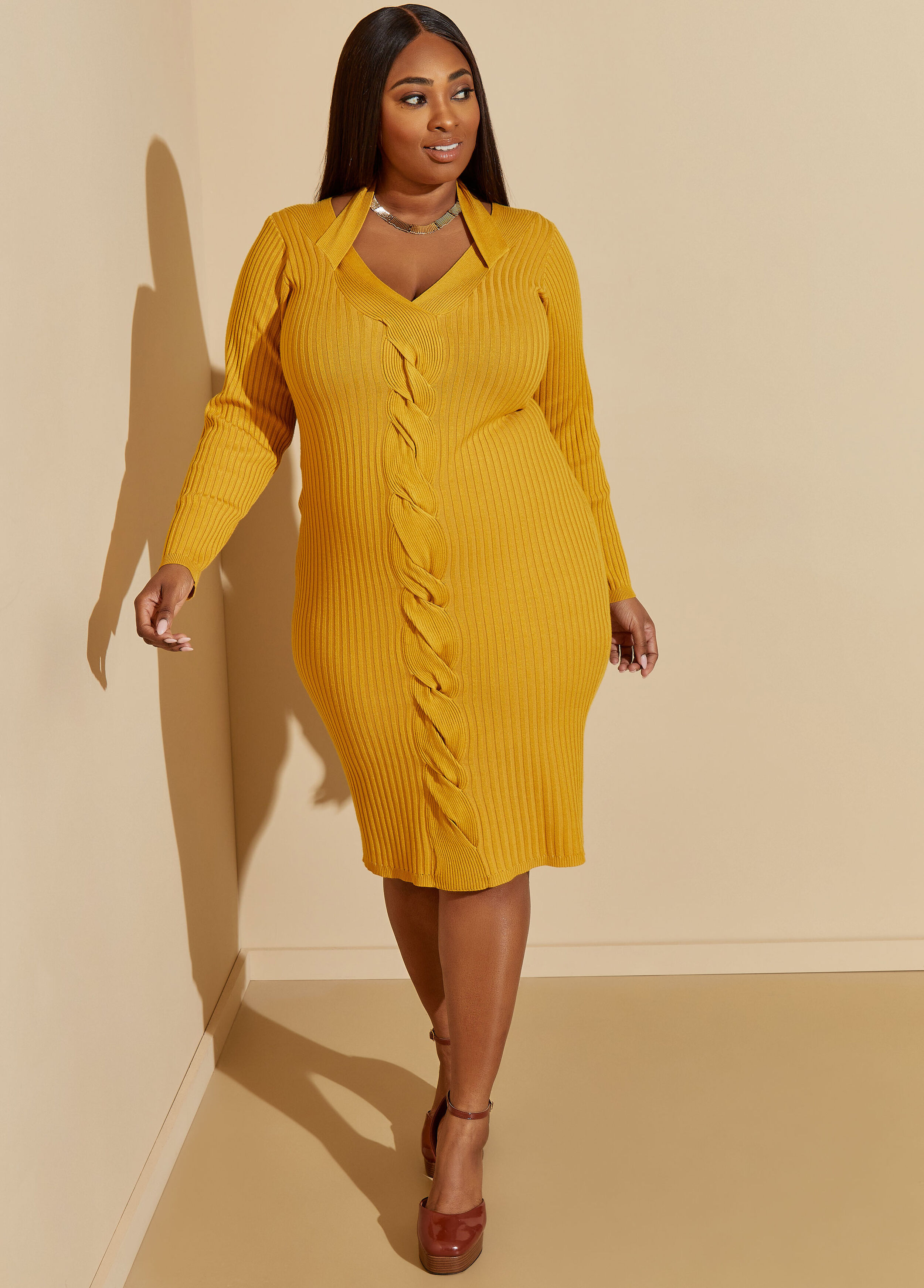 Plus Size Ribbed Sweater Dress Plus Size Bodycon Knit Dresses