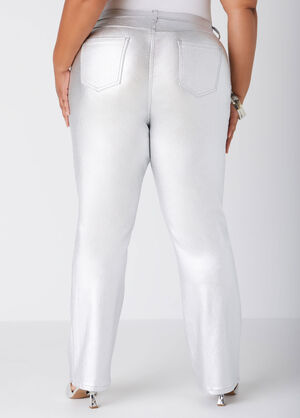 Coated Bootcut Jeans, Silver image number 1