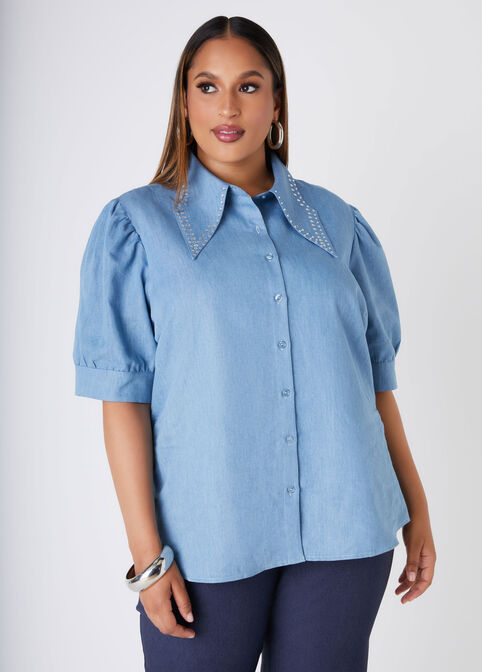 Crystal Chambray Shirt, Denim image number 0