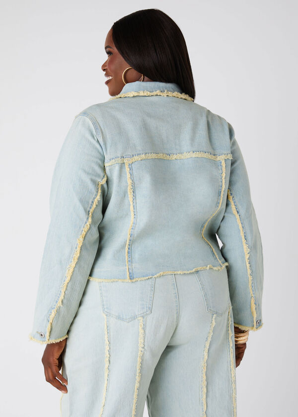 Frayed Denim Trucker Jacket, Lt Sky Blue image number 1