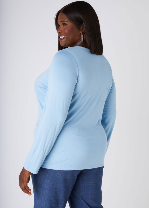 Basic Long Sleeved Jersey Tee, POWDER BLUE image number 1