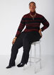 Striped Ribbed Turtleneck Sweater, Tawny Port image number 4