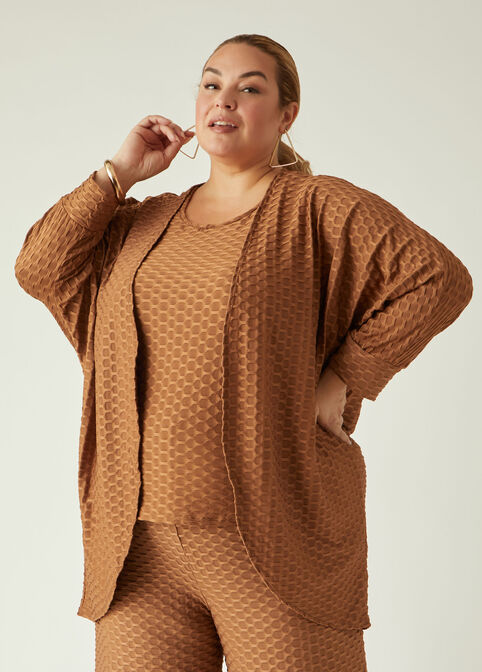 Honeycomb Knit Cardigan, Tan image number 0