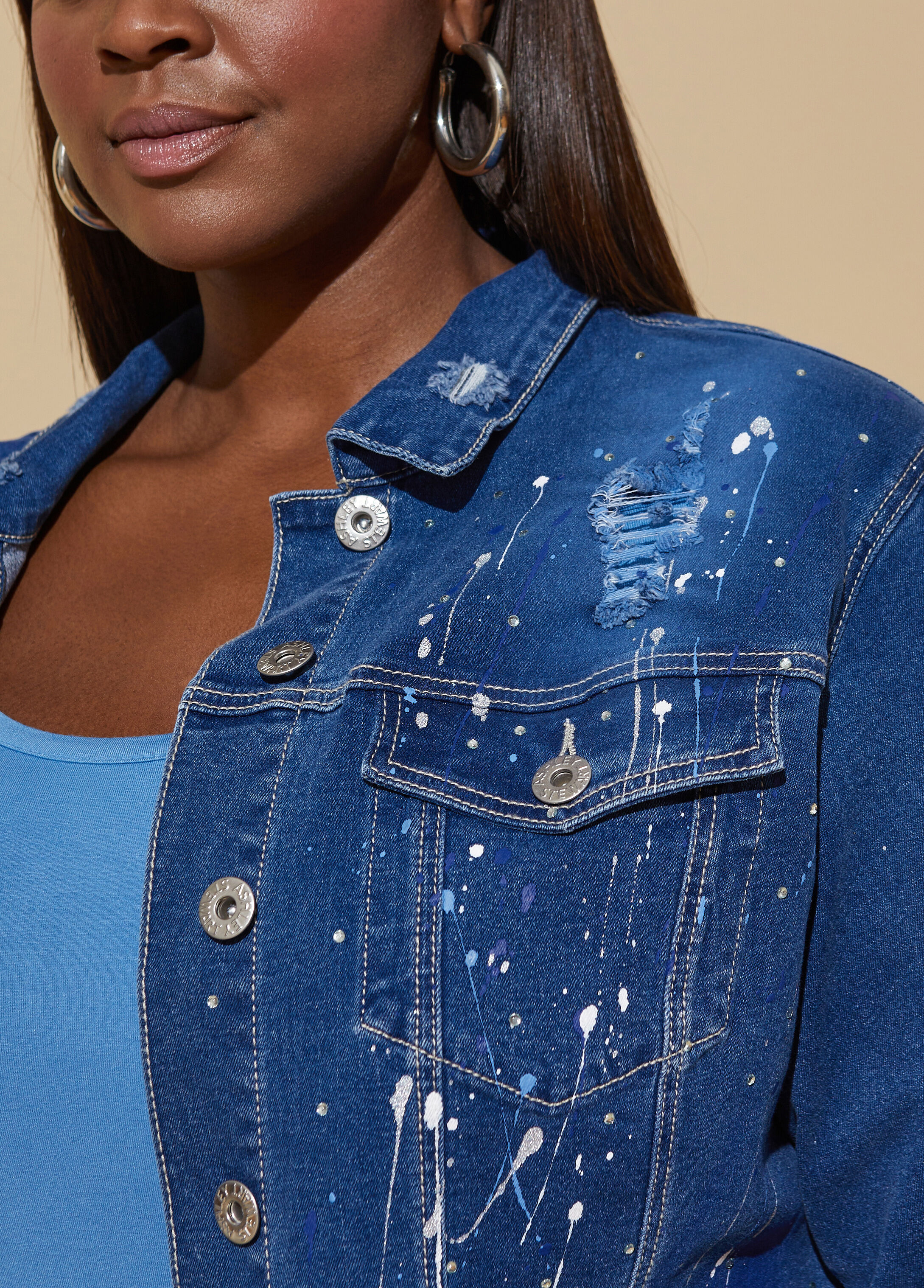 Star Patch Embellished Denim Jacket | Speckles & Stripes