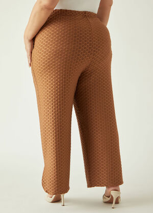 Honeycomb Knit Wide Leg Pants, Tan image number 1