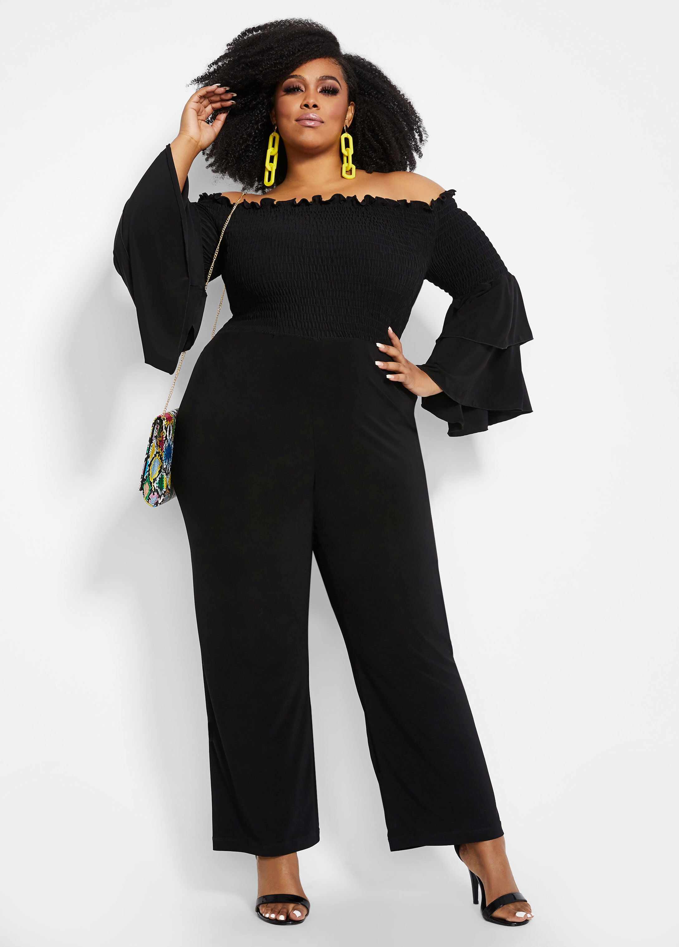 ashley stewart black and white jumpsuit