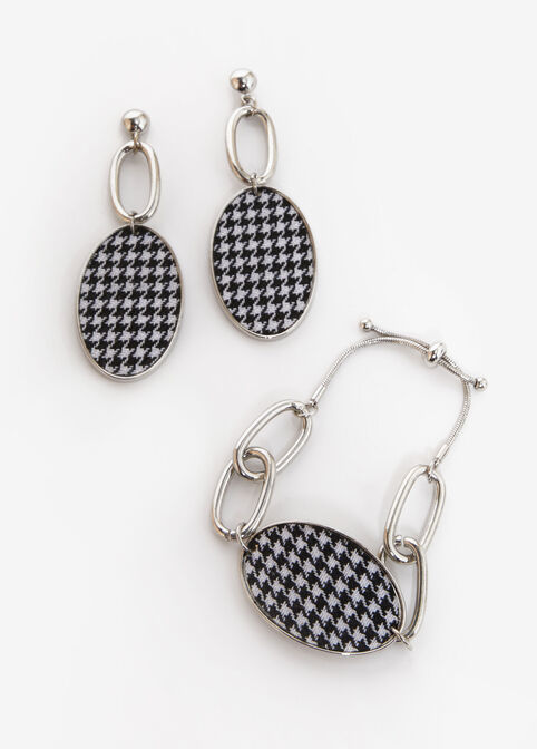 Houndstooth Bracelet Set, Black Combo image number 1