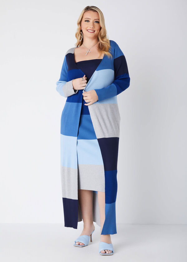 Striped Ribbed Duster, Peacoat image number 0