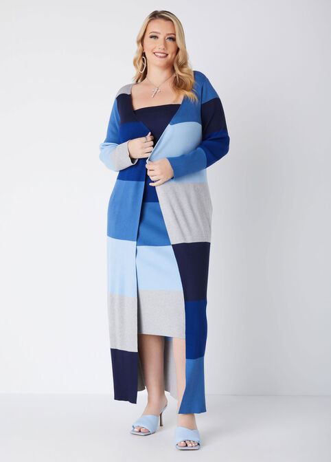 Striped Ribbed Duster, Peacoat image number 0