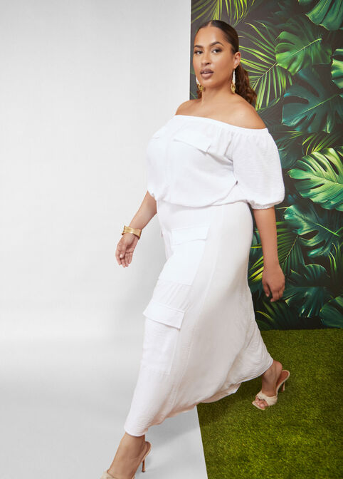 Textured Off The Shoulder Blouse, White image number 0