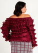 Tier Ruffle Off The Shoulder Top, Rhododendron image number 1