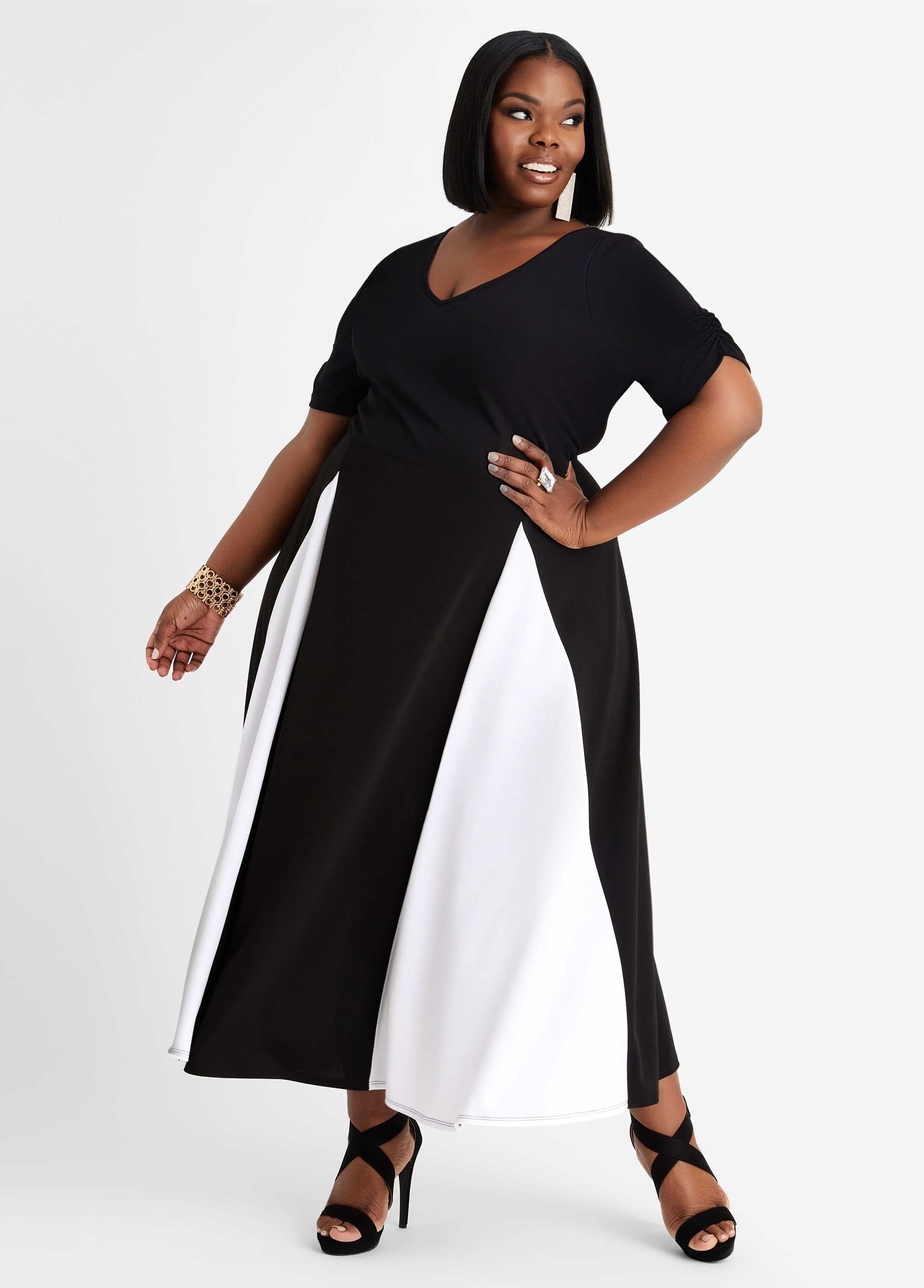 black and white plus size clothing