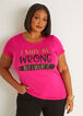 May Be Wrong Glittered Graphic Tee, Fuchsia image number 0