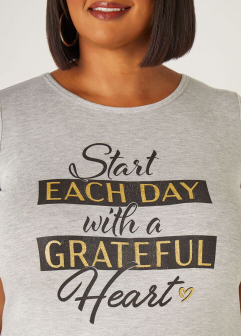 Grateful Glittered Graphic Tee, Grey image number 3