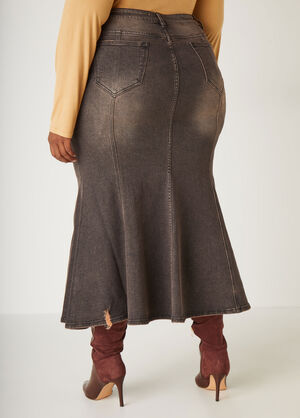 Denim Mermaid Hem Maxi Skirt, Vintage image number 1