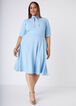 Cutout Tie Neck A Line Dress, POWDER BLUE image number 3