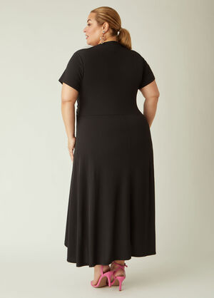 Belted Hi Low Midi Dress, Black image number 1