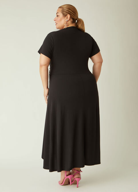 Belted Hi Low Midi Dress, Black image number 1