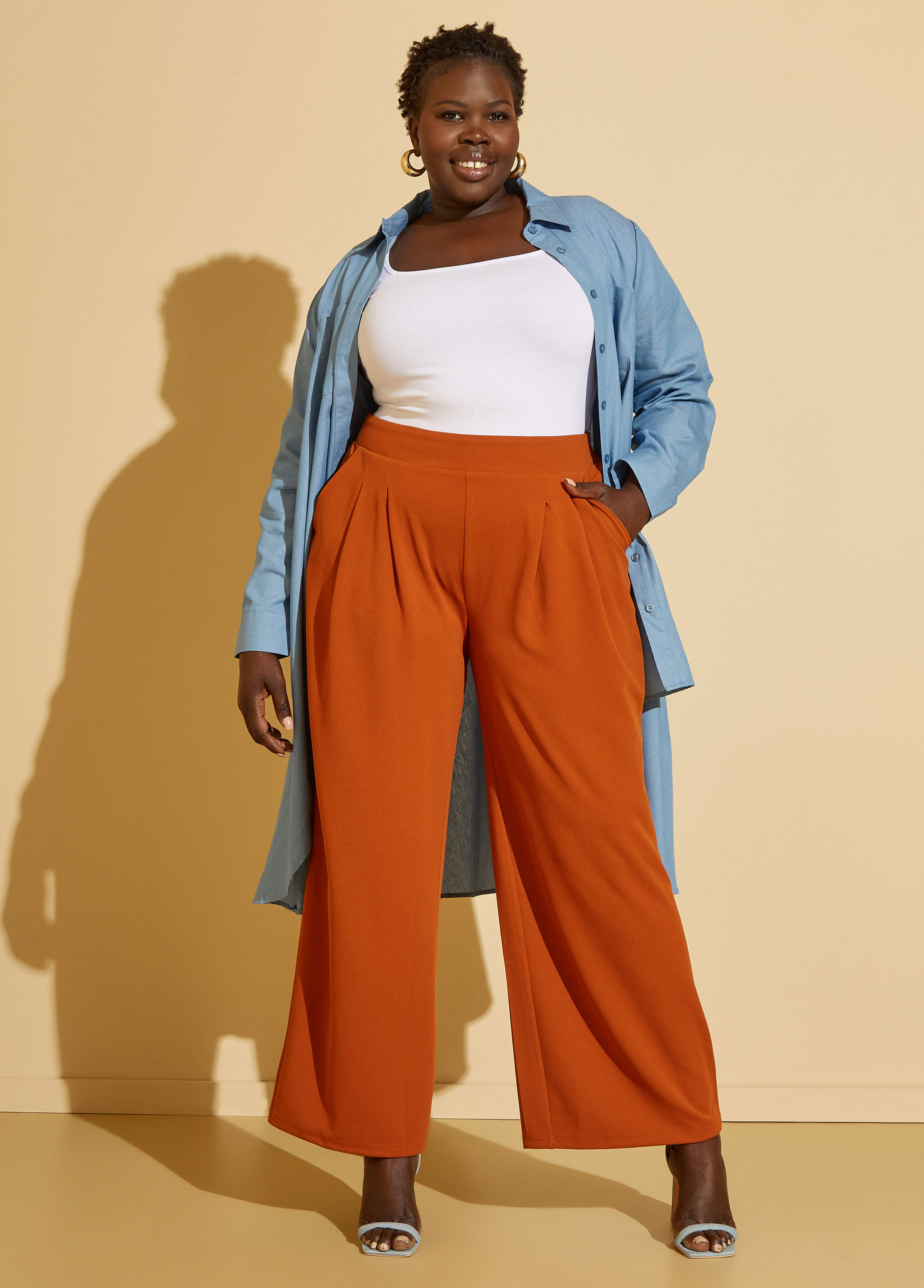 Plus size high shop waisted wide leg trousers