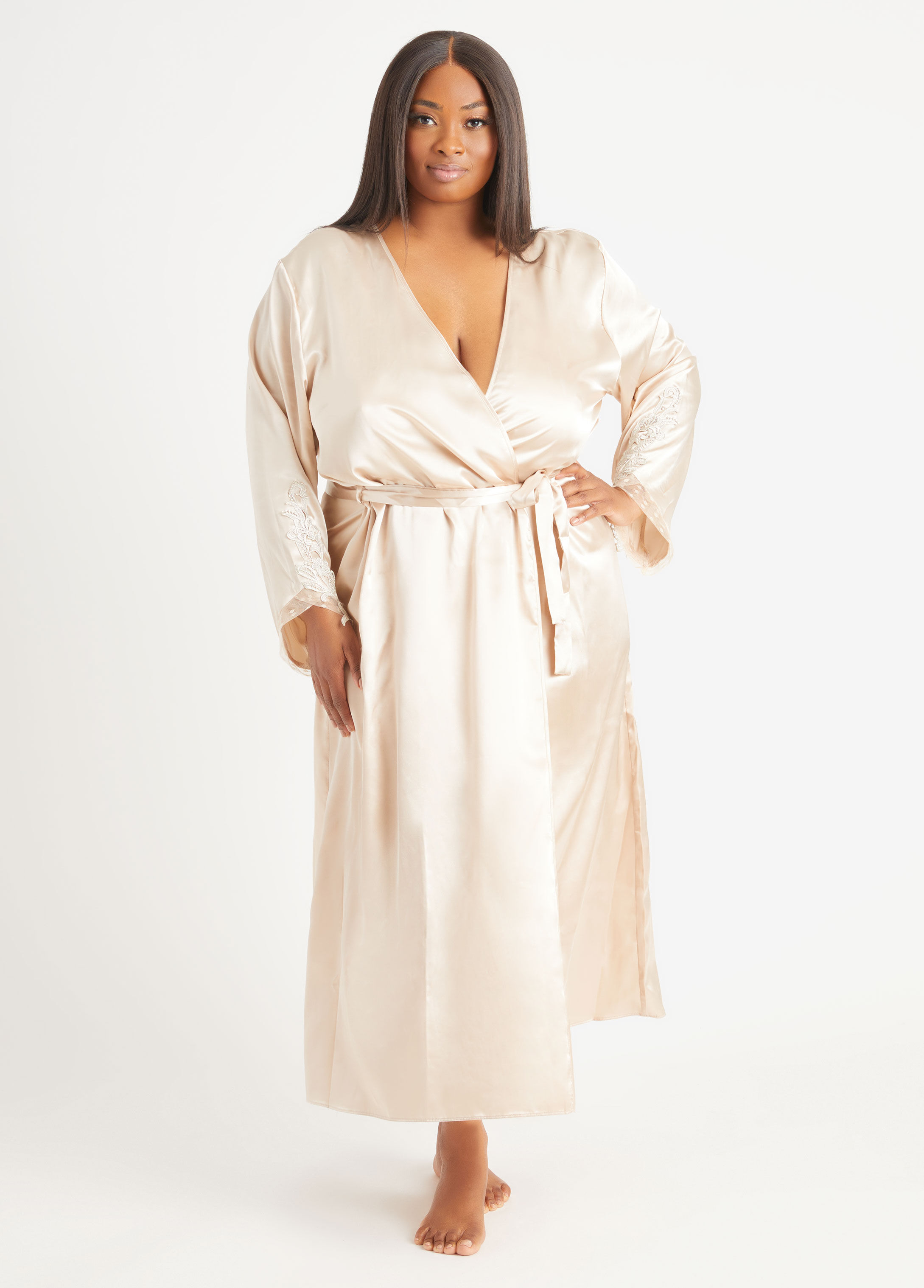 Plus size discount satin bridal robe