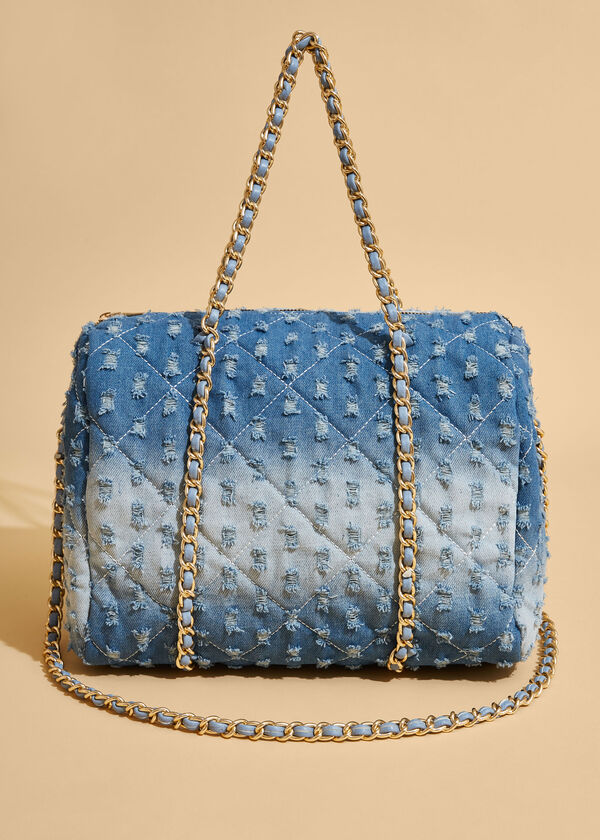 Distressed Ombre Denim Satchel, Denim image number 1